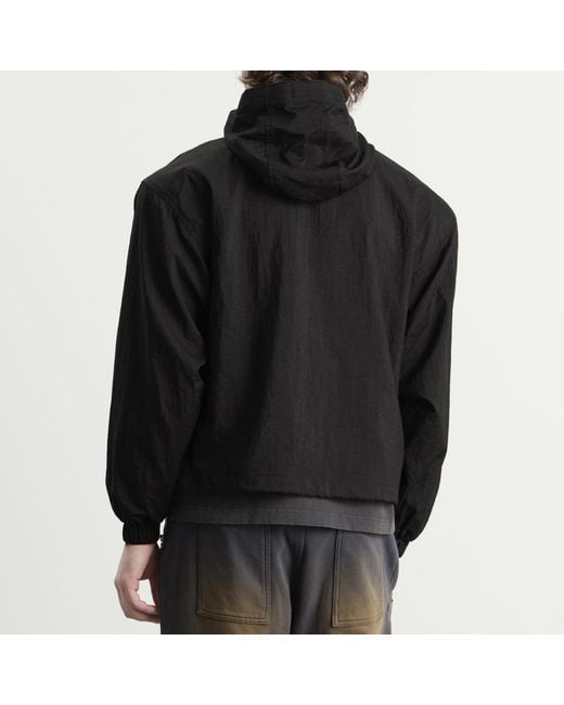THUG CLUB Black Nylon Hooded Jacket for men
