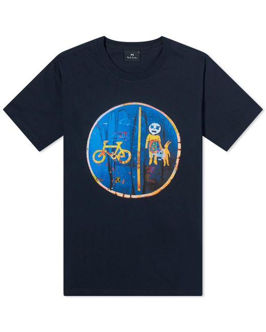 Paul Smith Blue Cycle Lane Sign T-Shirt for men