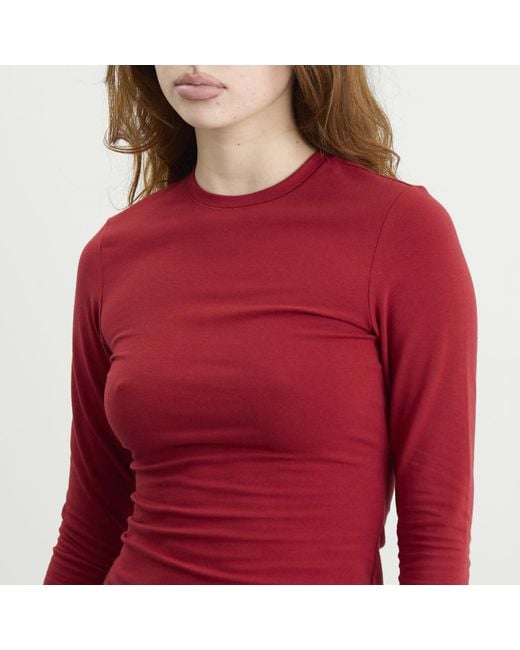 Skims Red Cotton Jersey Long Sleeve Top