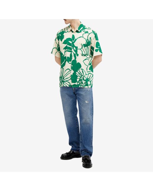 YMC Green Mitchum Short Sleeve Shirt for men
