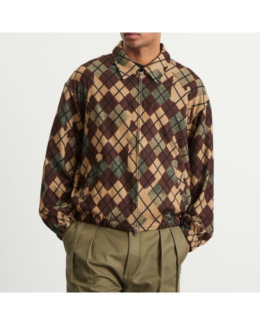 Nomarythm Textile Brown Argyle Zip Jacket for men