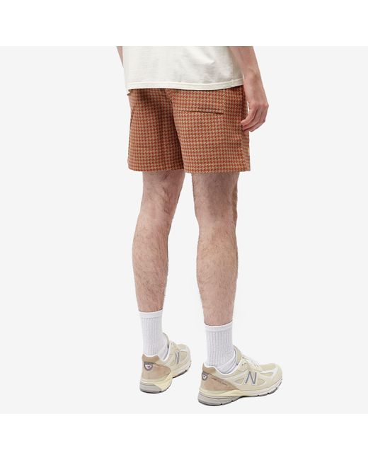 Pleasures Brown Intercept Houndstooth Shorts for men