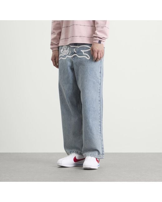 ICECREAM Blue Running Dog Triple Scoop Baggy Denim Jeans for men