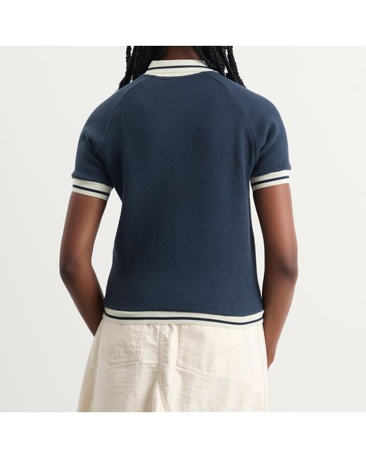 SUNDAYFRUITMARKET Blue Cherry Waffle Collar T-Shirt