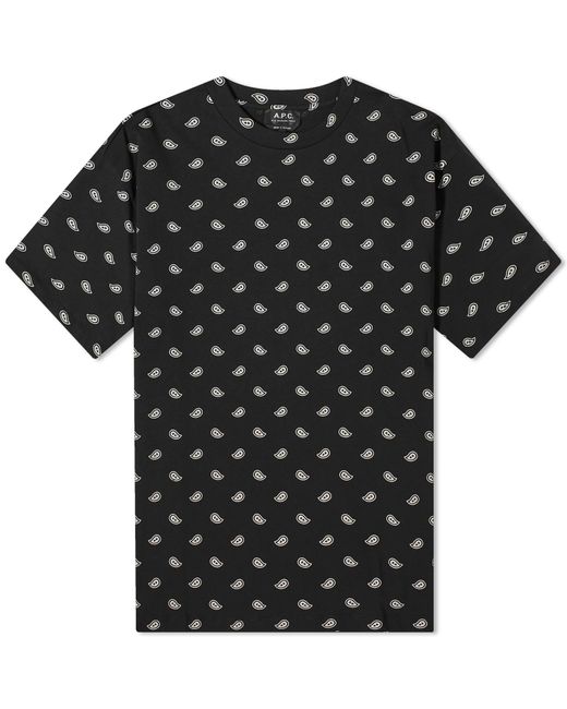 A.P.C. Black Julio Paisley T-Shirt for men