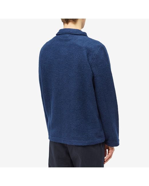 Universal Works Blue Wool Fleece Field Jacket for men