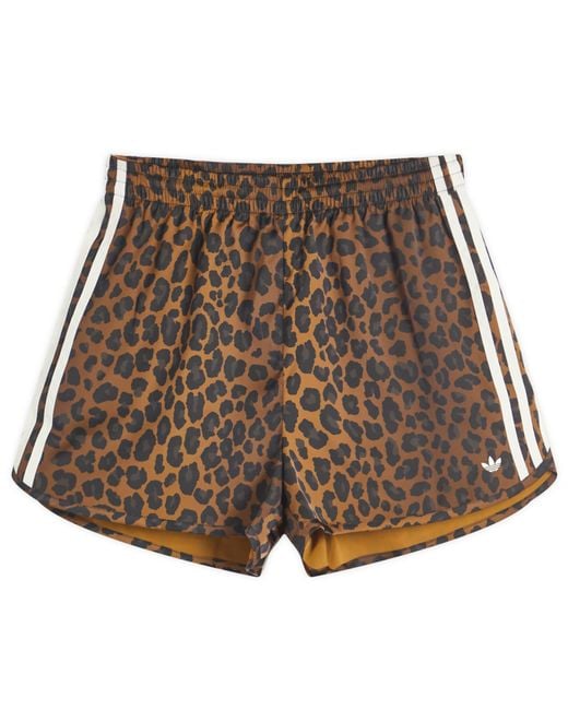 Adidas Brown Satin Leopard Print Shorts