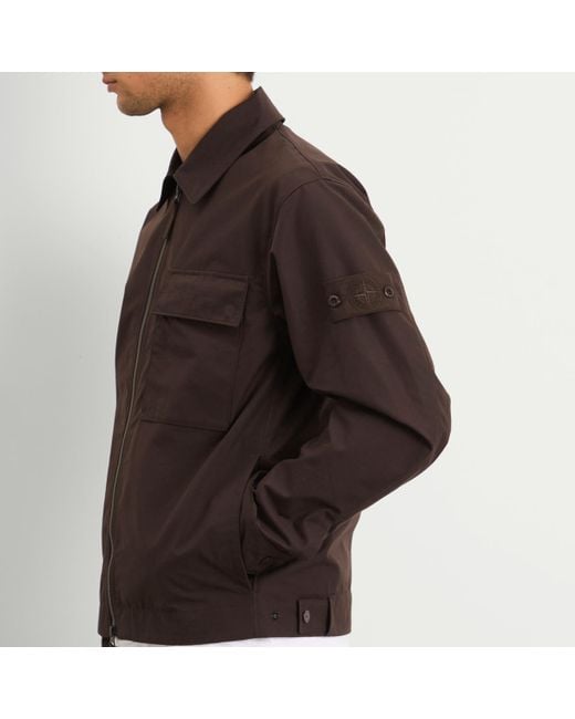 Stone Island Brown Ghost Weatherproof Cotton Canvas Shirt Jacket for men
