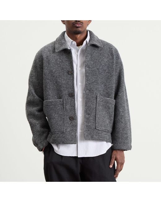 Universal Works Gray Wool Fleece Rams Jacket for men