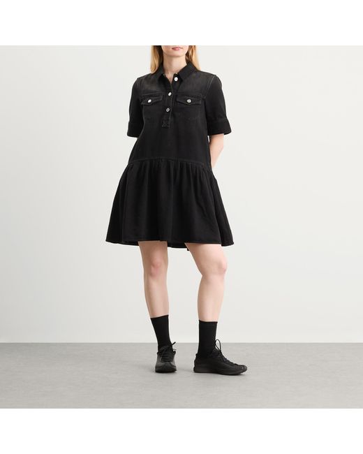 Ganni Black Soft Rigid Denim Mini Dress