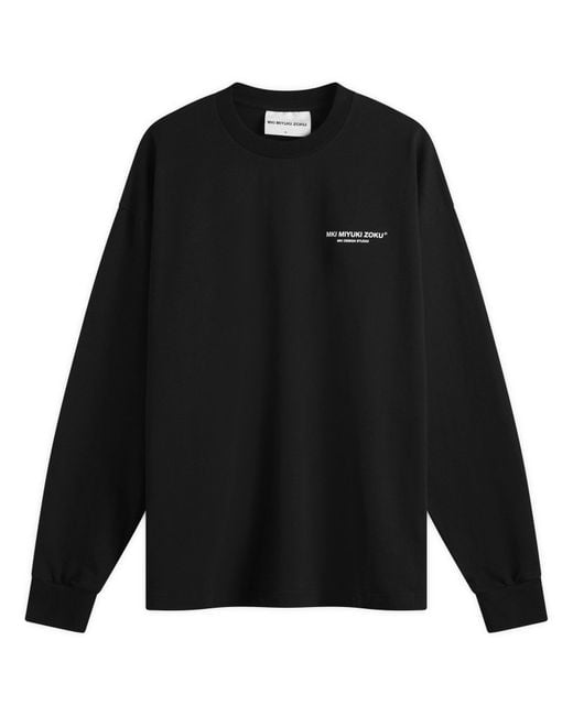 MKI Miyuki-Zoku Black Design Studio Long Sleeve T-Shirt for men