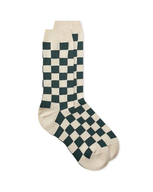 RoToTo Green Checkerboard Crew Socks for men