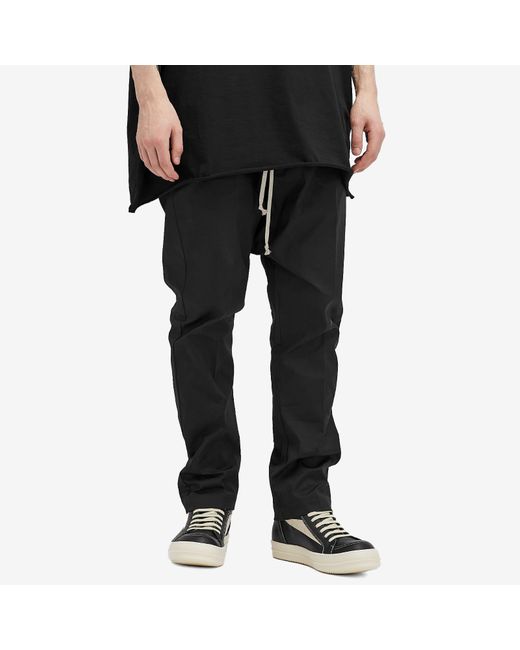 Rick Owens Black Long Drawstring Cotton Poplin Pants for men