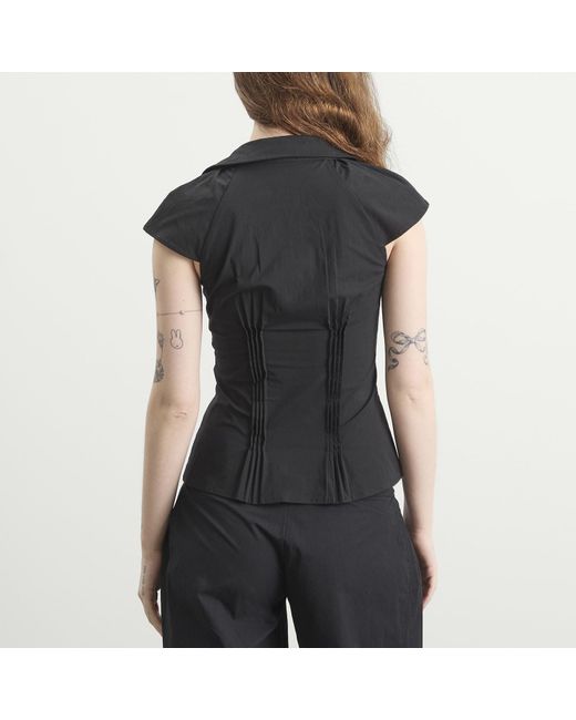 Peachy Den Black Missy Asymmetric Blouse