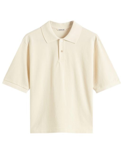 AURALEE High Gauge Pique Polo in Natural | Lyst