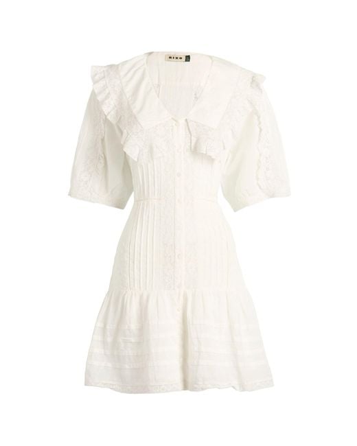 Rixo White Dove Embroidery Mini Dress