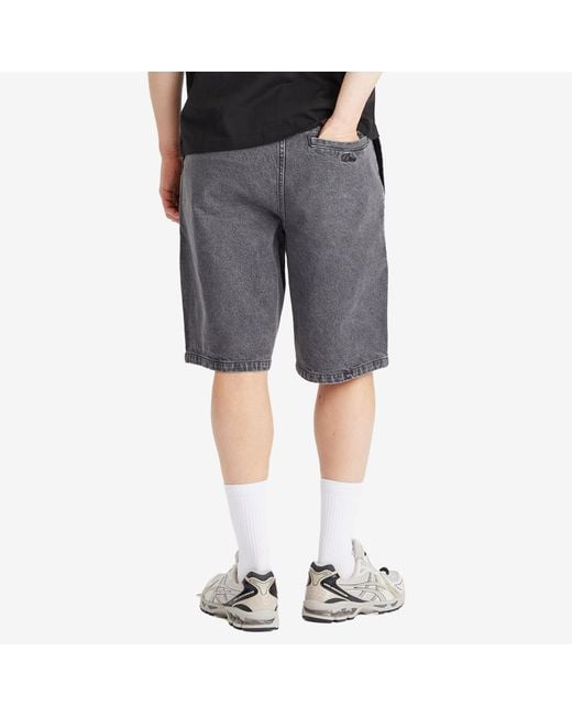 Dime Gray Pleated Denim Shorts for men