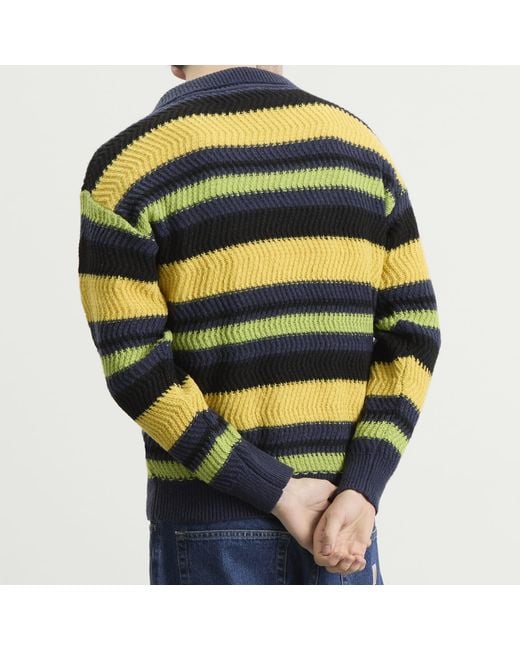 Pleasures Yellow Cooper Polo Sweater for men
