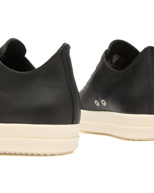 Rick Owens Black Leather Low Sneakers