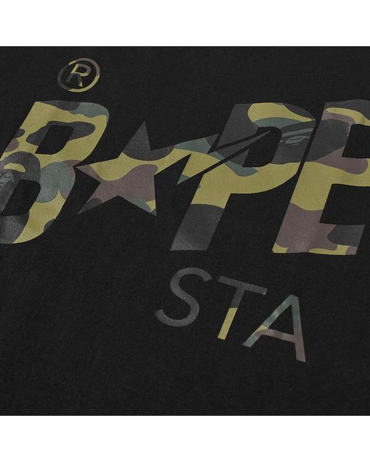 A Bathing Ape Black 1st Camo Bape Sta Logo T-shirt for men