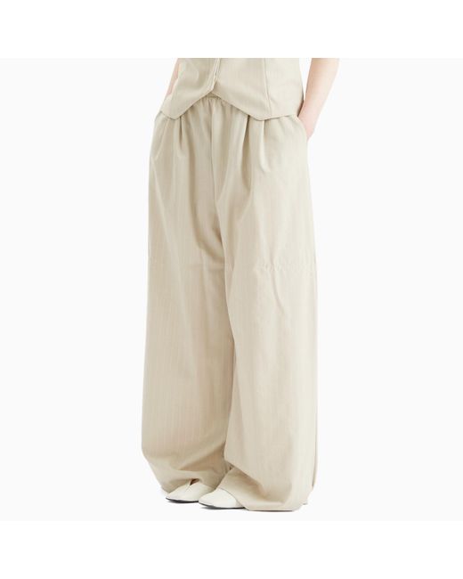 St. Agni Natural Pinstripe Wool Drawstring Trousers