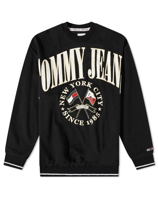 Tommy Hilfiger Black Skater Prep Logo Crew Sweat for men