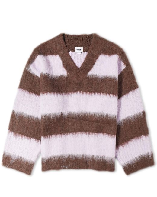 Obey Brown Amara Striped Knit Sweater