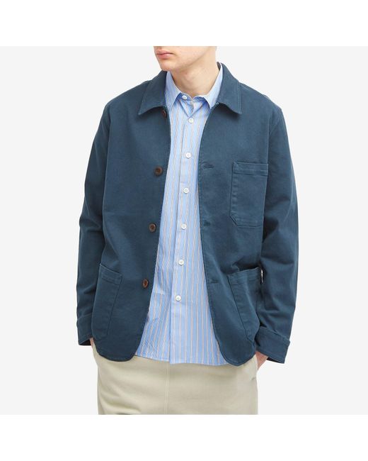 Portuguese Flannel Blue Twill Chore Jacket for men