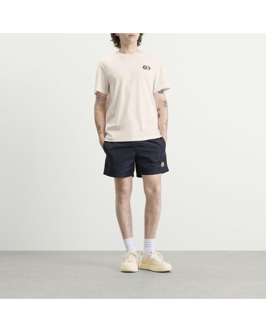 Moncler White Cotton Patch Logo T-Shirt for men