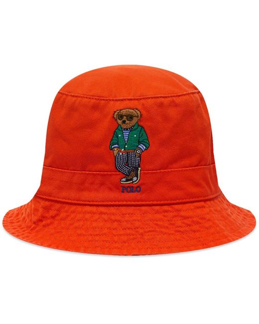 Polo Ralph Lauren Cotton Bear Bucket Hat in Orange for Men - Lyst