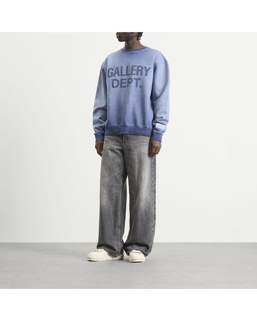 GALLERY DEPT. Blue Washed Logo Crewneck for men