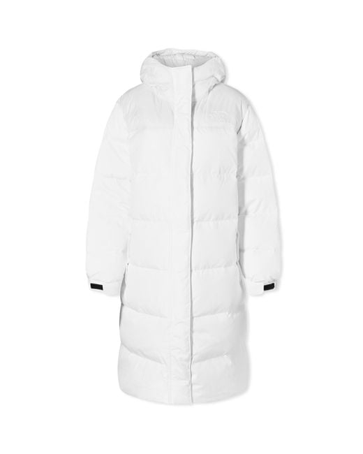 The North Face White Nuptse Long Puffer Parka Jacket