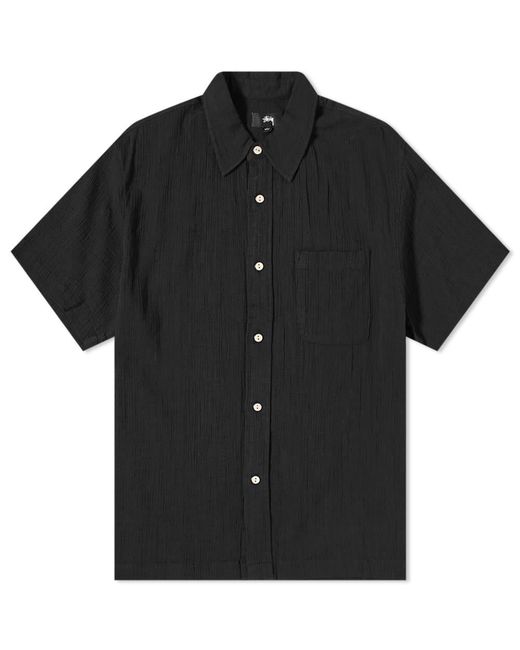 Stussy Wrinkly Cotton Gauze Shirt in Black for Men - Lyst
