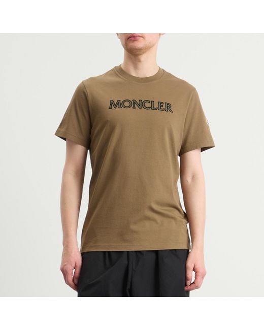 Moncler Brown Flocked Logo T-Shirt for men
