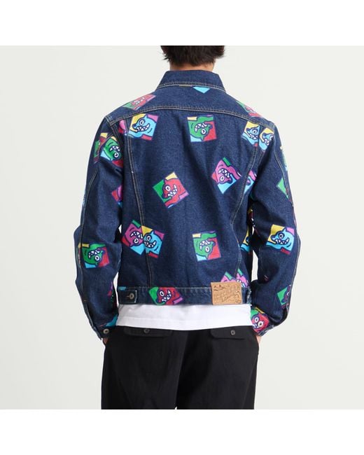 ICECREAM Blue Running Dog Tile Denim Trucker Jacket for men