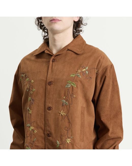 STORY mfg. Brown Hand Embroidered Wander Jacket for men