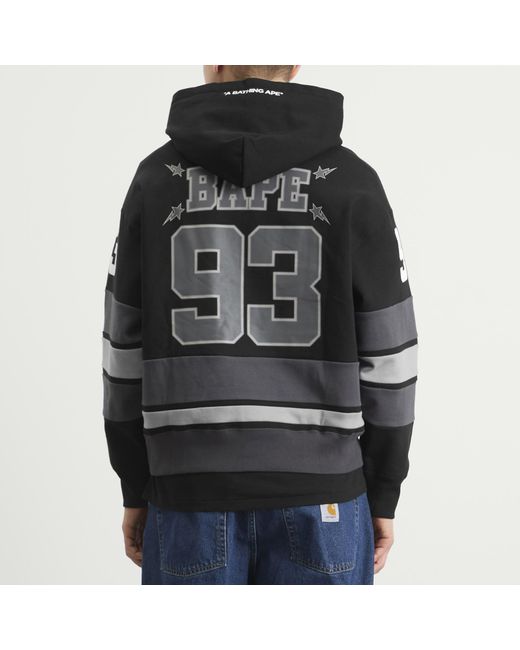 A Bathing Ape Black Bape Football Hoodie for men