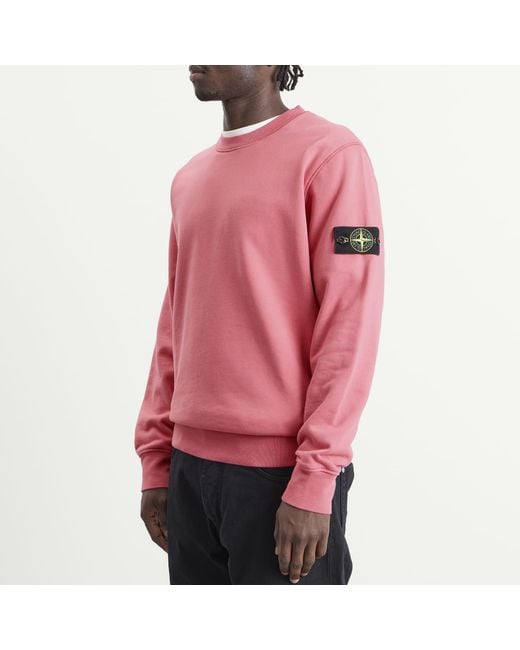 Stone Island Pink Organic Cotton Fleece Sweatshirt for men