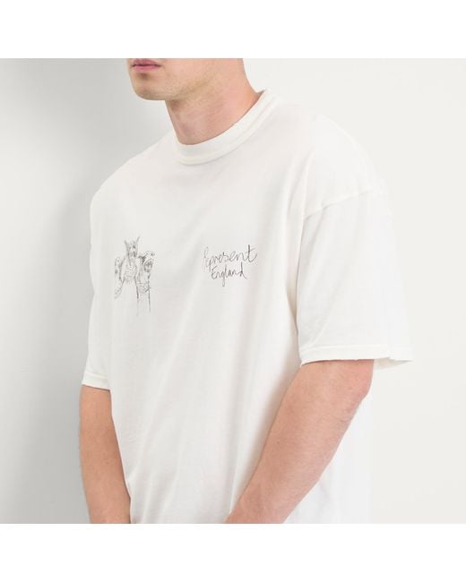 Represent White Hand Drawn Thoroughbred Dogs T-Shirt for men