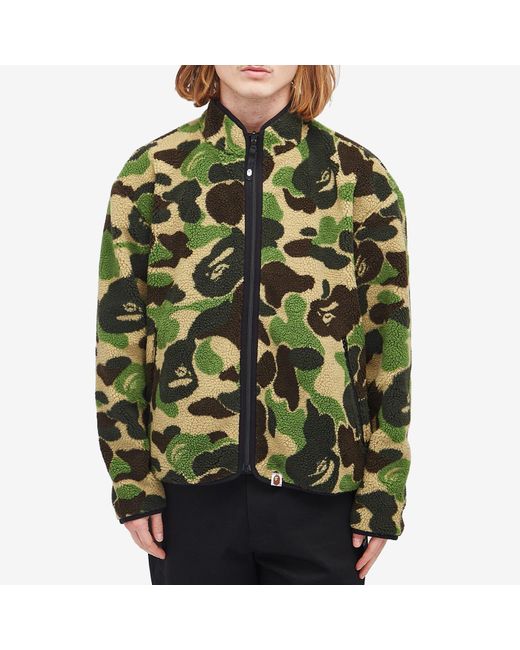 A Bathing Ape Green Abc Camo Boa Reversible Jacket for men