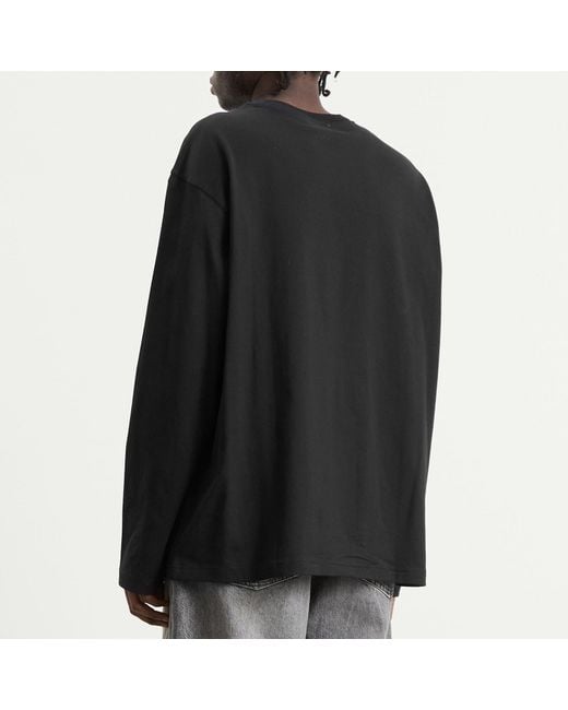 Acne Black Button Logo Long Sleeve T-Shirt for men