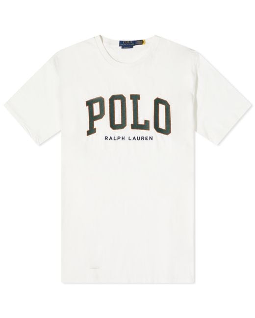 Polo Ralph Lauren White Polo College Logo T-Shirt for men