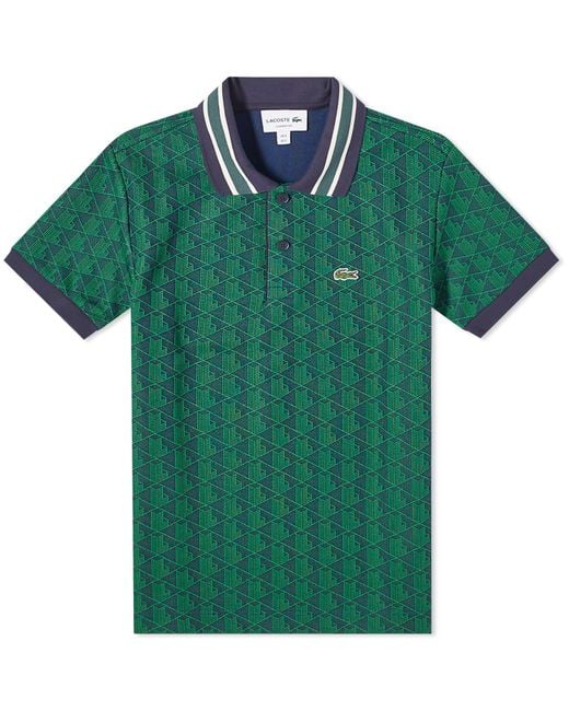 Lacoste Green Monogram Polo Shirt for men