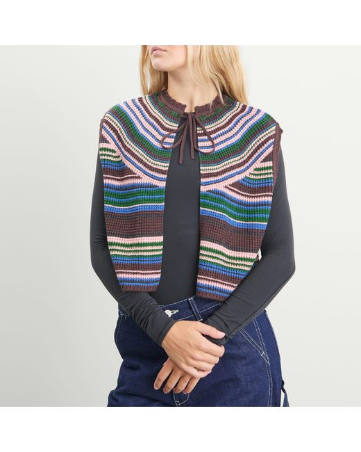 Beams Boy Gray Multi Stripe Knit Vest