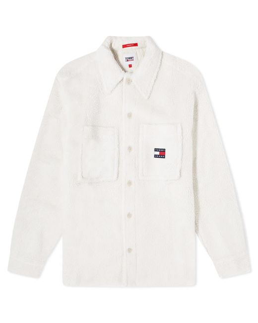 Tommy Hilfiger White Sherpa Fleece Overshirt for men