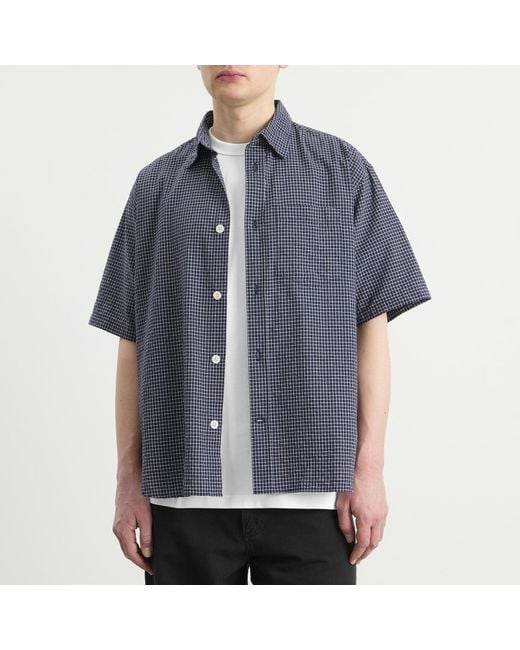 Norse Projects Blue Espevik Oversized Check Short Sleeve Shirt for men