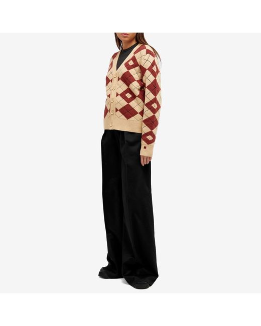 Acne Brown Kwanny Argyle Face Cardigan