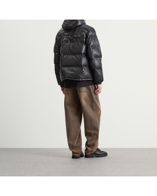 PATTA Black Quilted Script Logo Puffer Jacket for men