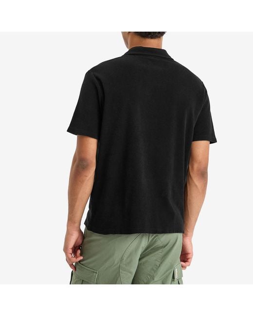 Universal Works Black Newlyn Light Weight Terry Polo for men