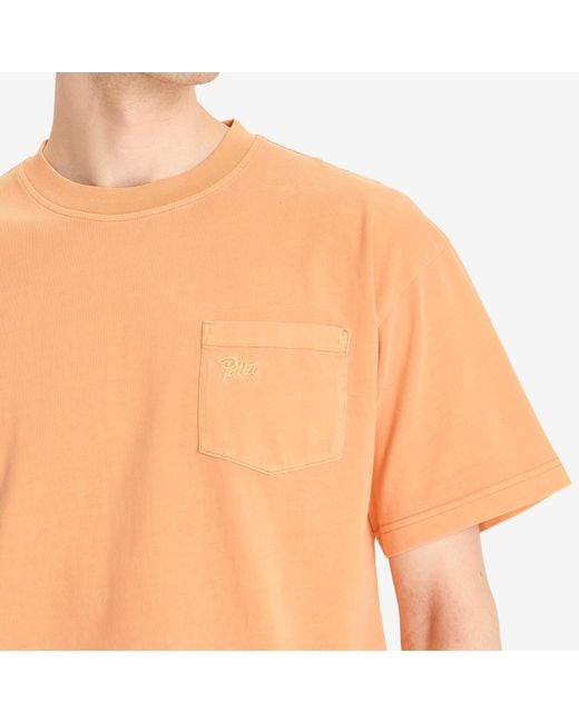 PATTA Orange Basic Washed Pocket T-Shirt for men